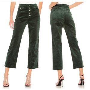 GRLFRND green corduroy Bobby high-waist button fly crop pants Revolve XS